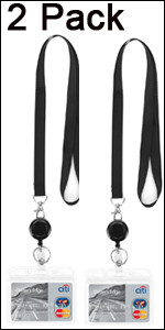 YOUOWO Lanyard Black Retractable Badge Reel with ID Badge Holder with Badge Reel Clip for Card Badge | Amazon (US)