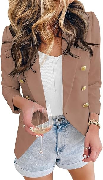 Asvivid Womens Casual Pocketed Office Blazers Draped Open Front Cardigans Jacket Work Suit | Amazon (US)