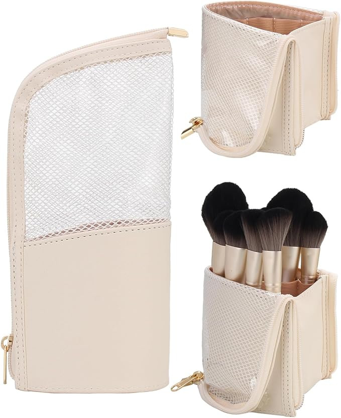 MONSTINA Makeup Brush Organzier Bag,High Capacity Portable Stand-Up Makeup Brush Holder,Professio... | Amazon (US)