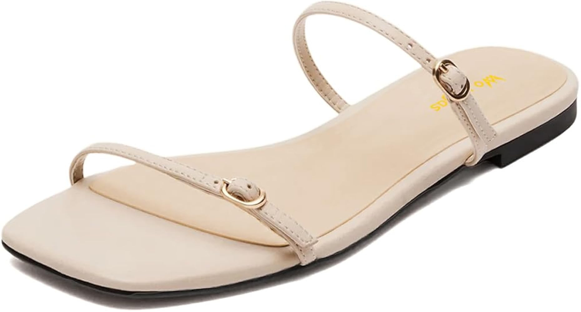 Women's Open Square Toe Flats Mules Slippers Dual Straps Slip On Slide Sandals Comfort Indoor Dre... | Amazon (US)