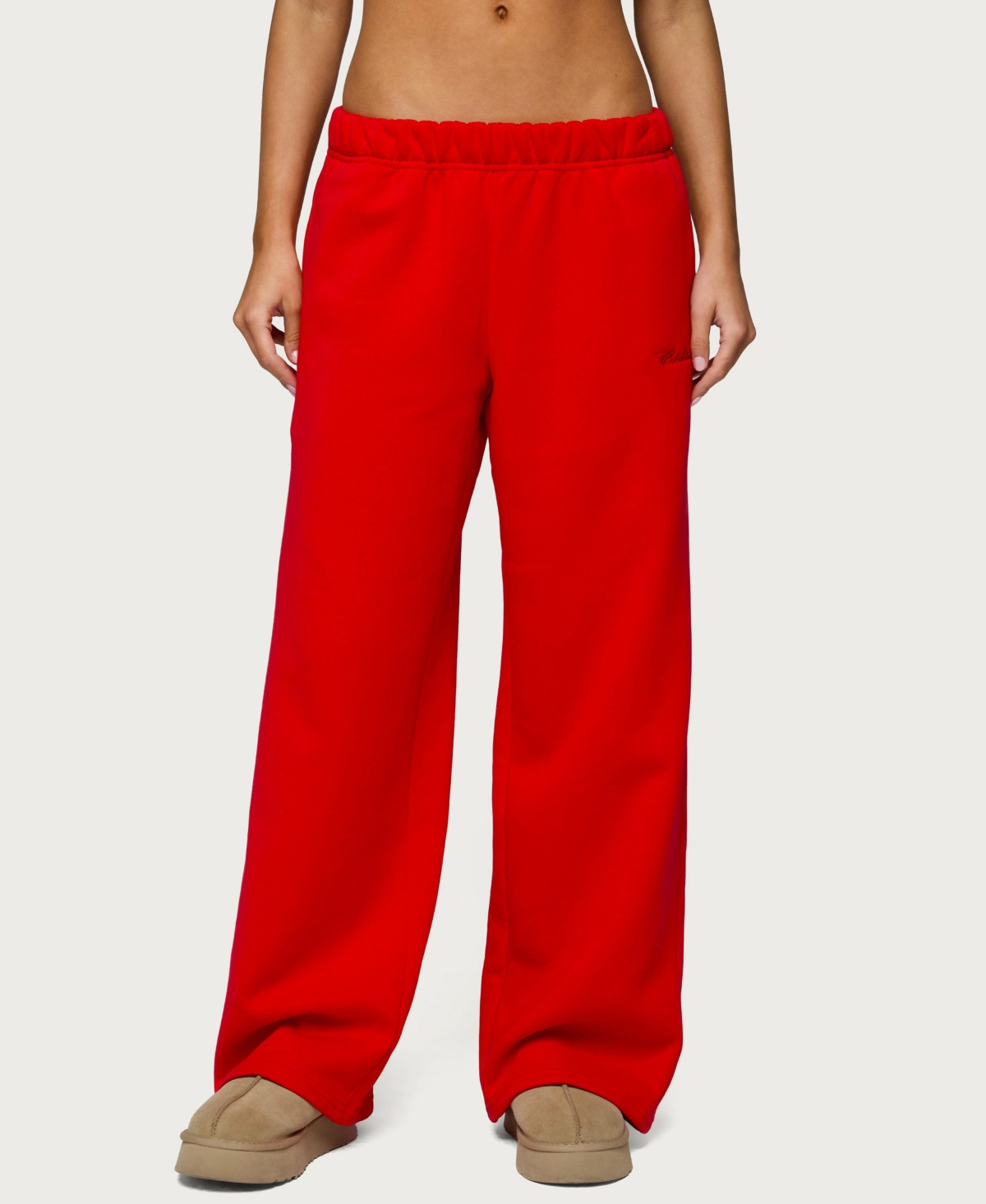 Edikted Women's Basic Girl Wide Leg Sweatpants - Red | Macy's