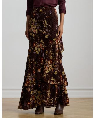 Floral Burnout Velvet Tiered Maxiskirt | Bloomingdale's (US)