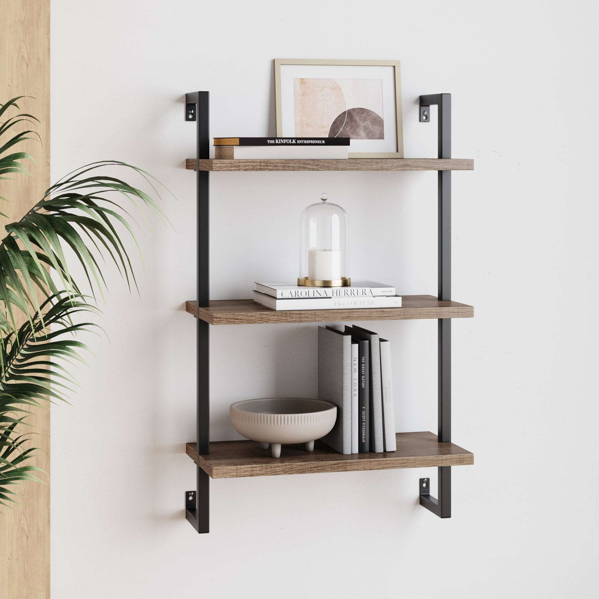 Wood & Metal Wall Mount Floating Bookshelf | Nathan James