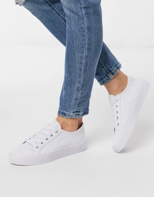 ASOS DESIGN Dizzy lace up sneakers in white | ASOS (Global)