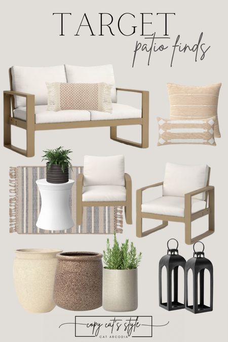 Target Outdoor Patio Finds, affordable outdoor furniture, lanterns, planters, outdoor sofa, outdoor rug, outdoor chairs, outdoor pillows

#LTKhome #LTKswim #LTKSeasonal