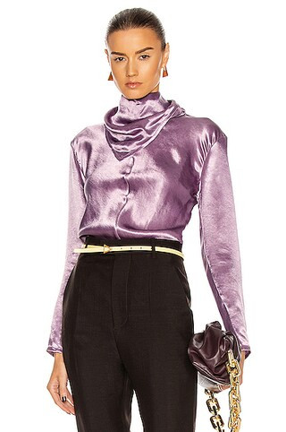 Bottega Veneta Washed Cupro Top in Lavender | FWRD | FWRD 