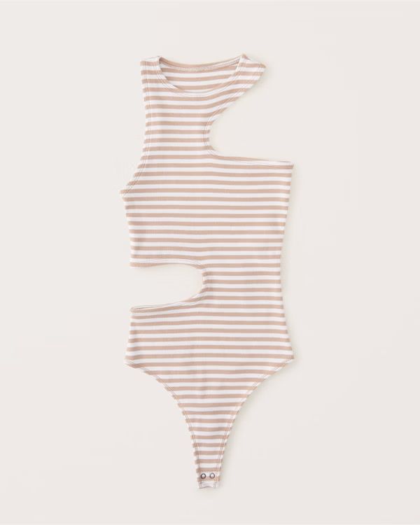 Women's Striped Asymmetrical Cutout Bodysuit | Women's New Arrivals | Abercrombie.com | Abercrombie & Fitch (US)