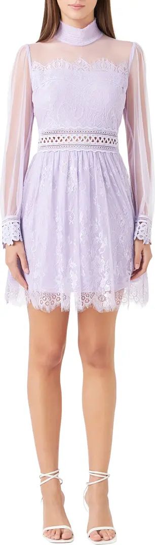 Endless Rose Mixed Lace Long Sleeve Cocktail Dress | Nordstrom | Nordstrom