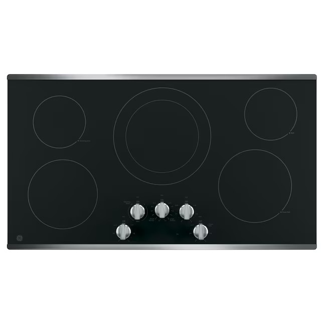 GE 36-in 5 Burners Smooth Surface (Radiant) Stainless Steel Electric Cooktop | Lowe's