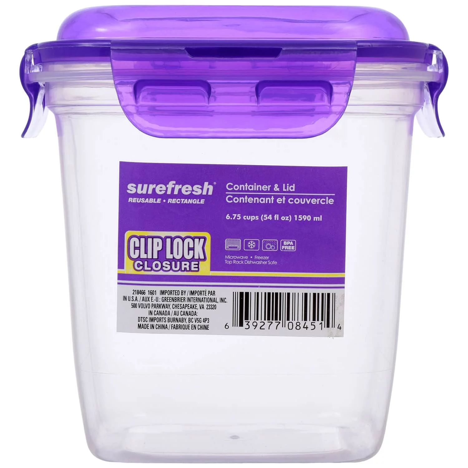 Sure Fresh Tall Rectangular Plastic Storage Boxes with Clip-Lock Lids, 54 oz - Walmart.com | Walmart (US)