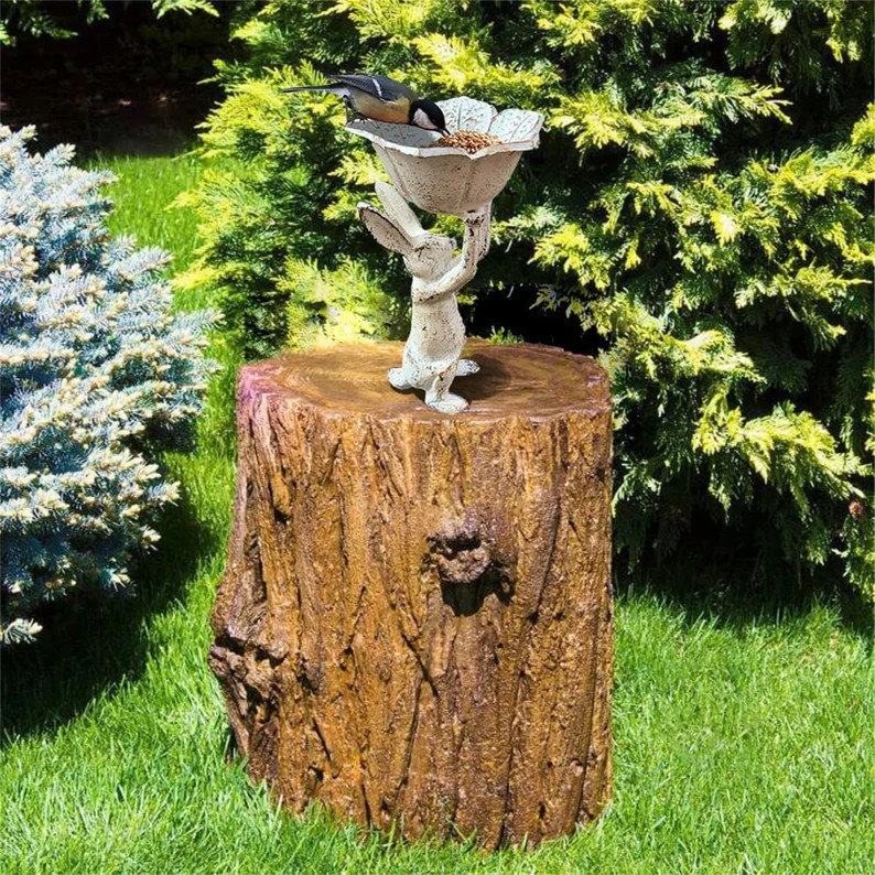 Vintage White Cast Iron Rabbit With Flower-bird Feeder, Pot or Feed - Etsy | Etsy (US)