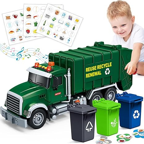 Kids Toys for 3 4 5 6 7 8 Years Old Boys, 15" Large Garbage Truck Toy, Friction Powered Garbage R... | Amazon (US)