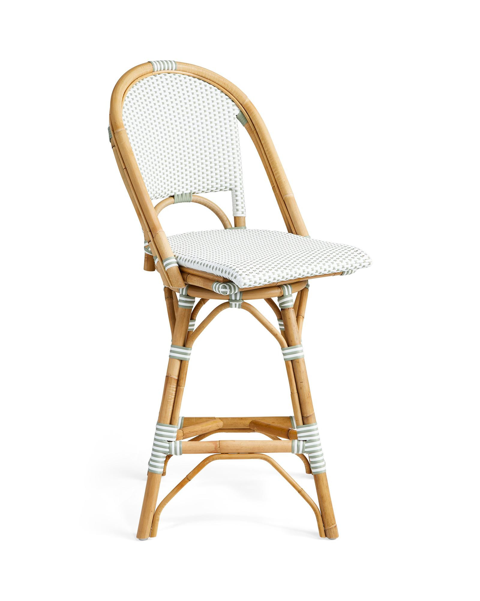 Riviera Rattan Counter Stools - Sage | Serena and Lily