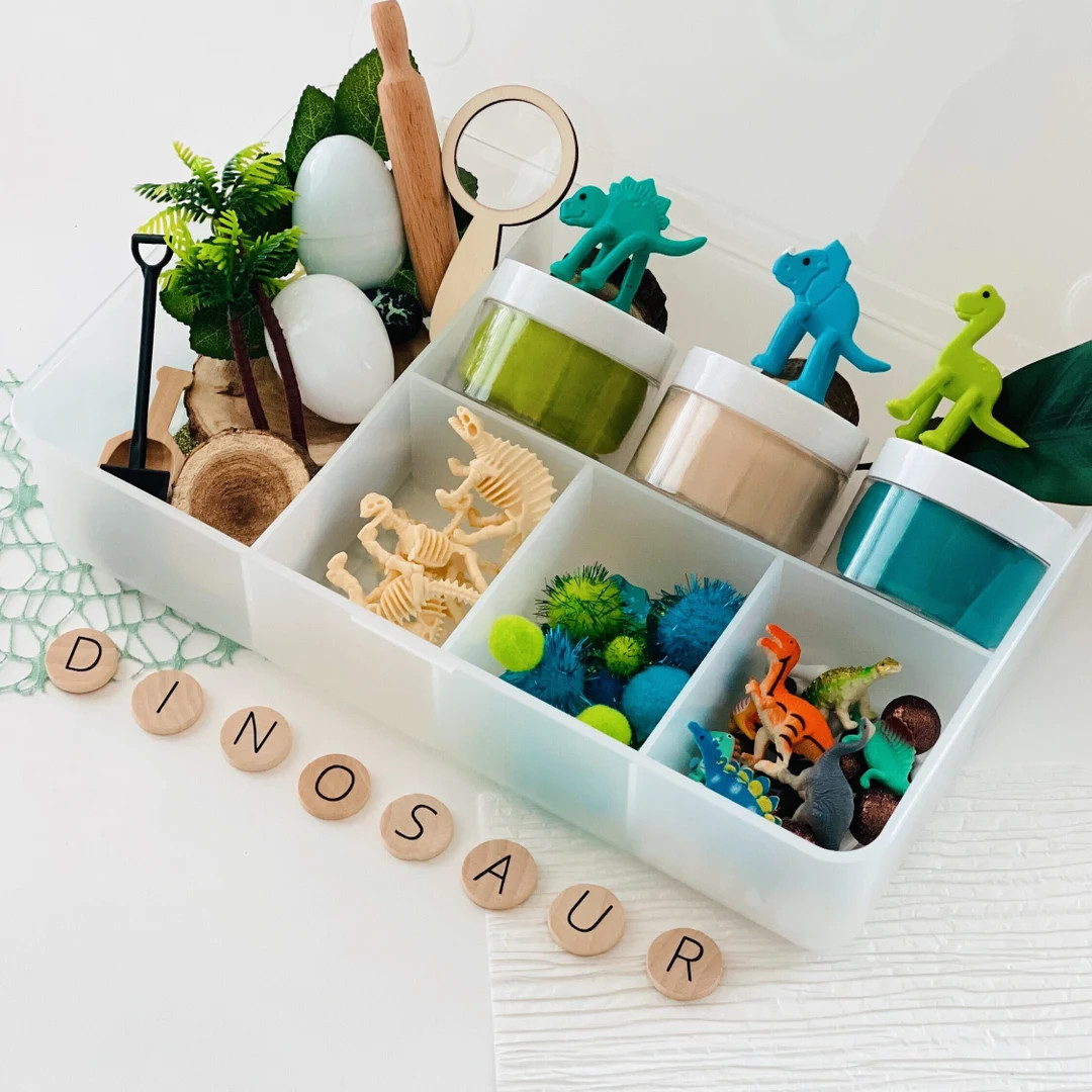 114-pc Dinosaur Playdough Kit, Sensory Dough, Sensory Bin, Sensory Kit, Open Ended Toys, Montesso... | Etsy (US)