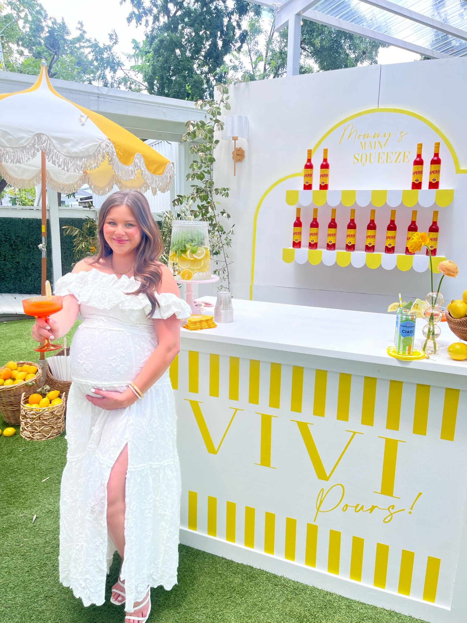 Baby sprinkle dress was white with floral appliqués! It had a stretchy back. Wearing a size small. 

Baby shower dress, baby girl baby shower, ruffle off the shoulder dress, floral appliqués, revolve, astr  

#LTKBump