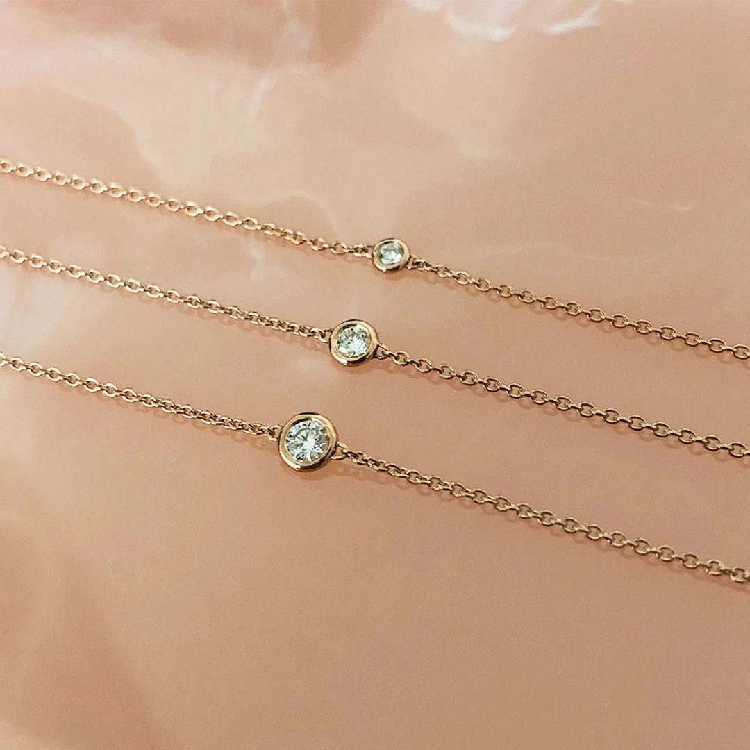 14K Gold Solitaire Diamond Bracelet | Baby Gold