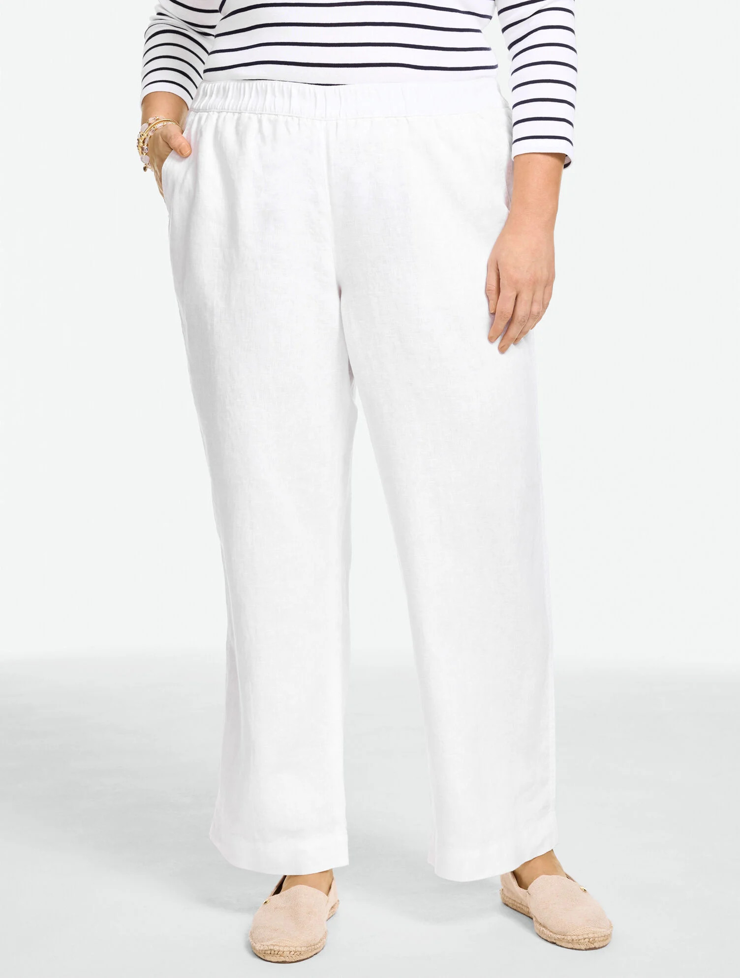 Washed Linen Wide Leg Pull-On Pants | Talbots
