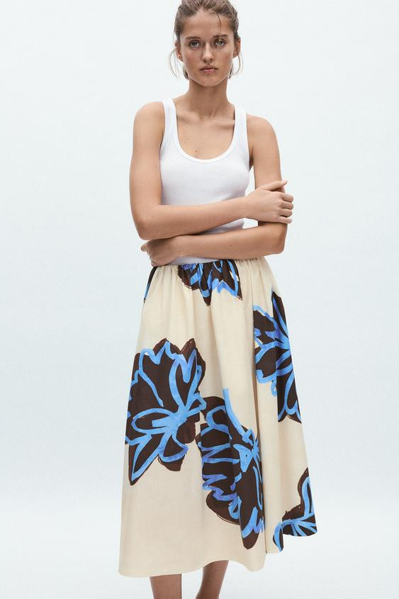 ZW COLLECTION VOLUMINOUS MIDI SKIRT | Zara UK