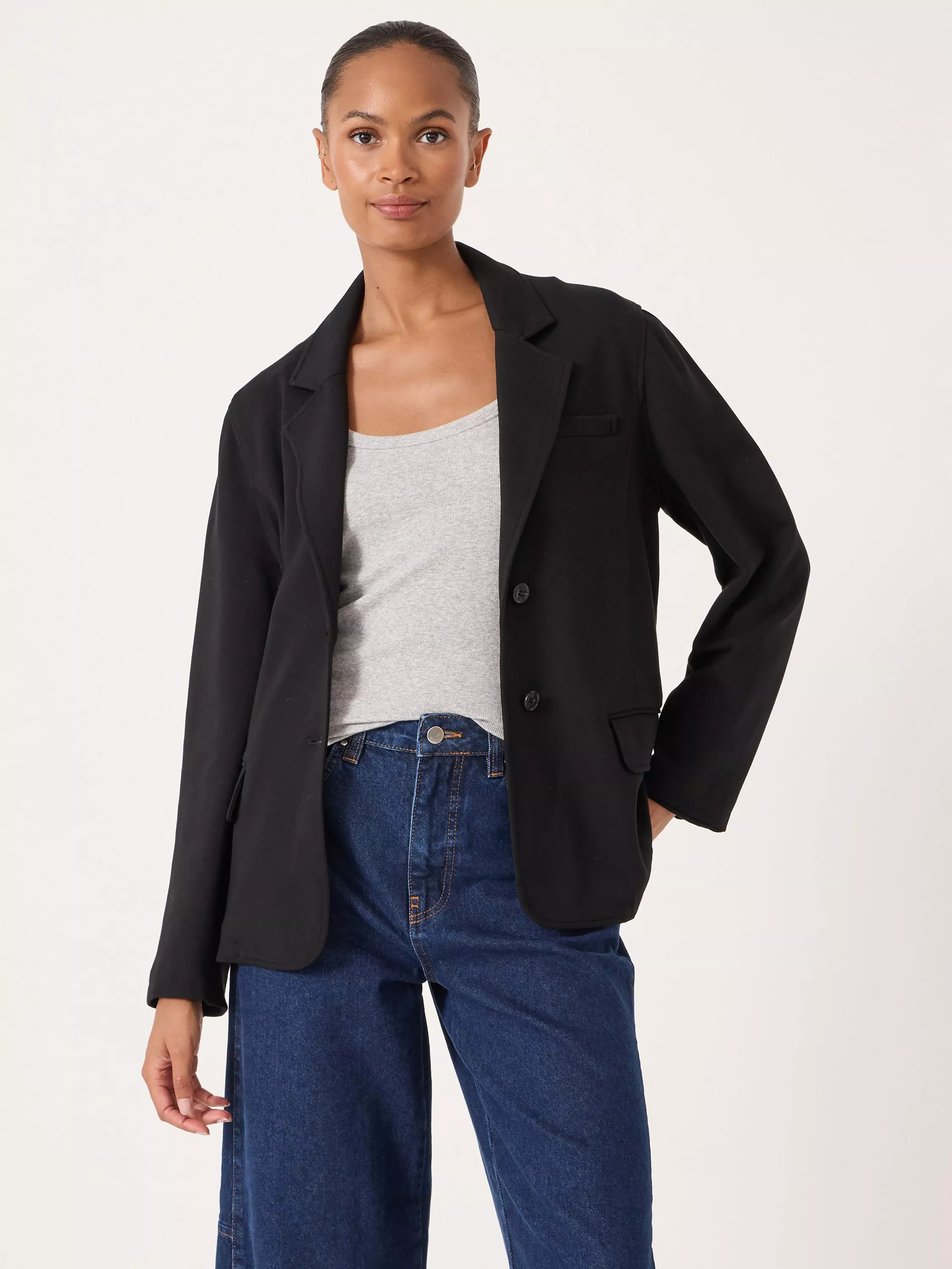 HUSH Relaxed Ponte Blazer, Black | John Lewis (UK)