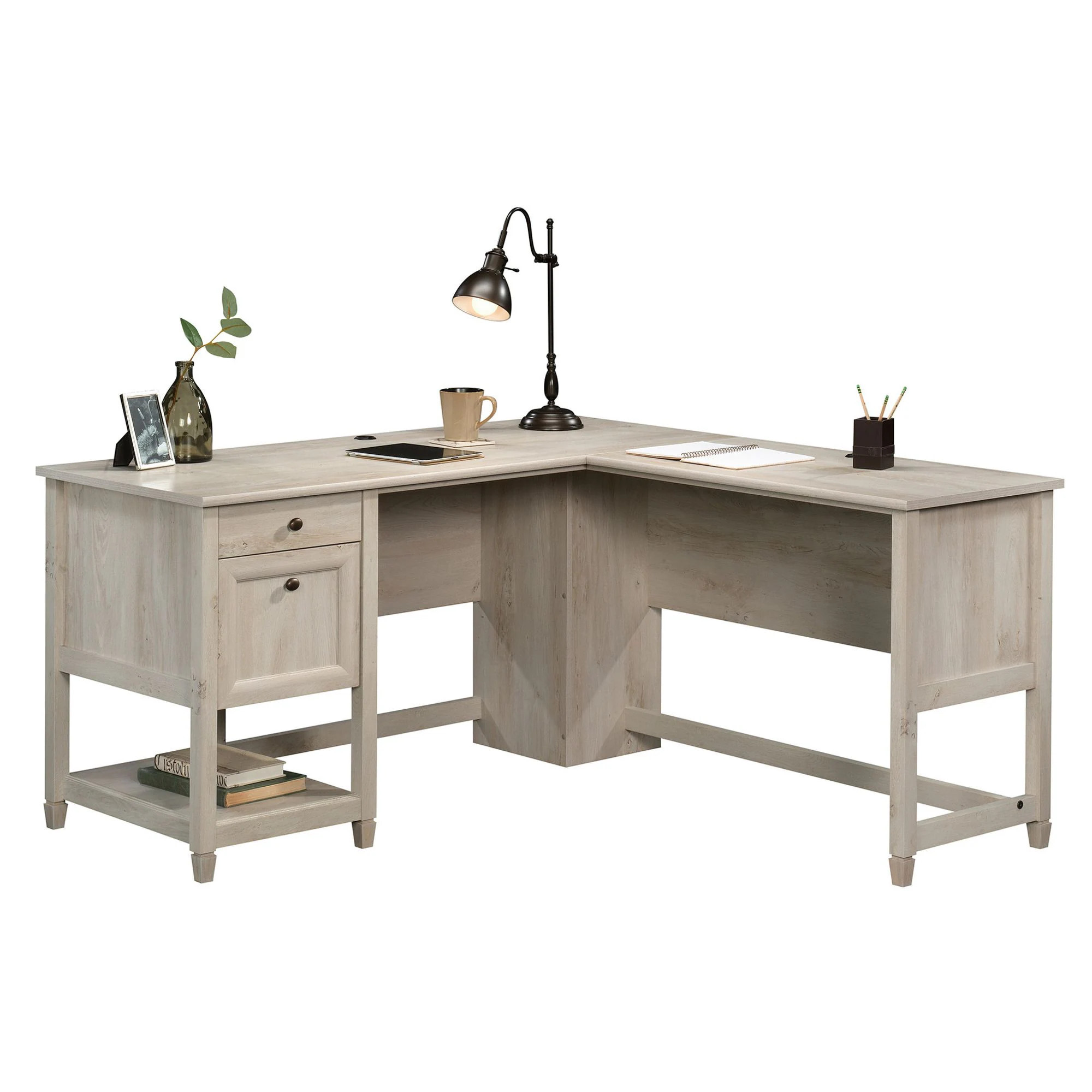 Sauder Edge Water L Desk Chalked Chestnut finish Large | 426500 | Lowe's