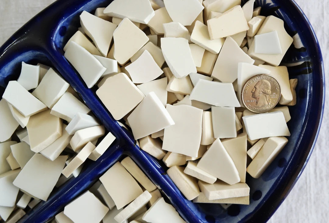 White Mix MOSAIC TILES - 100 Tiles - Size 1/4" to 1" - White Ivory Off White Cream Ecru Shade - P... | Etsy (US)