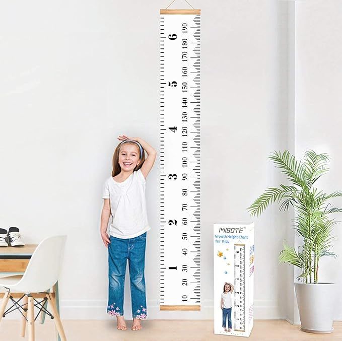MIBOTE Baby Growth Chart Handing Ruler Wall Decor for Kids, Canvas Removable Growth Height Chart ... | Amazon (US)
