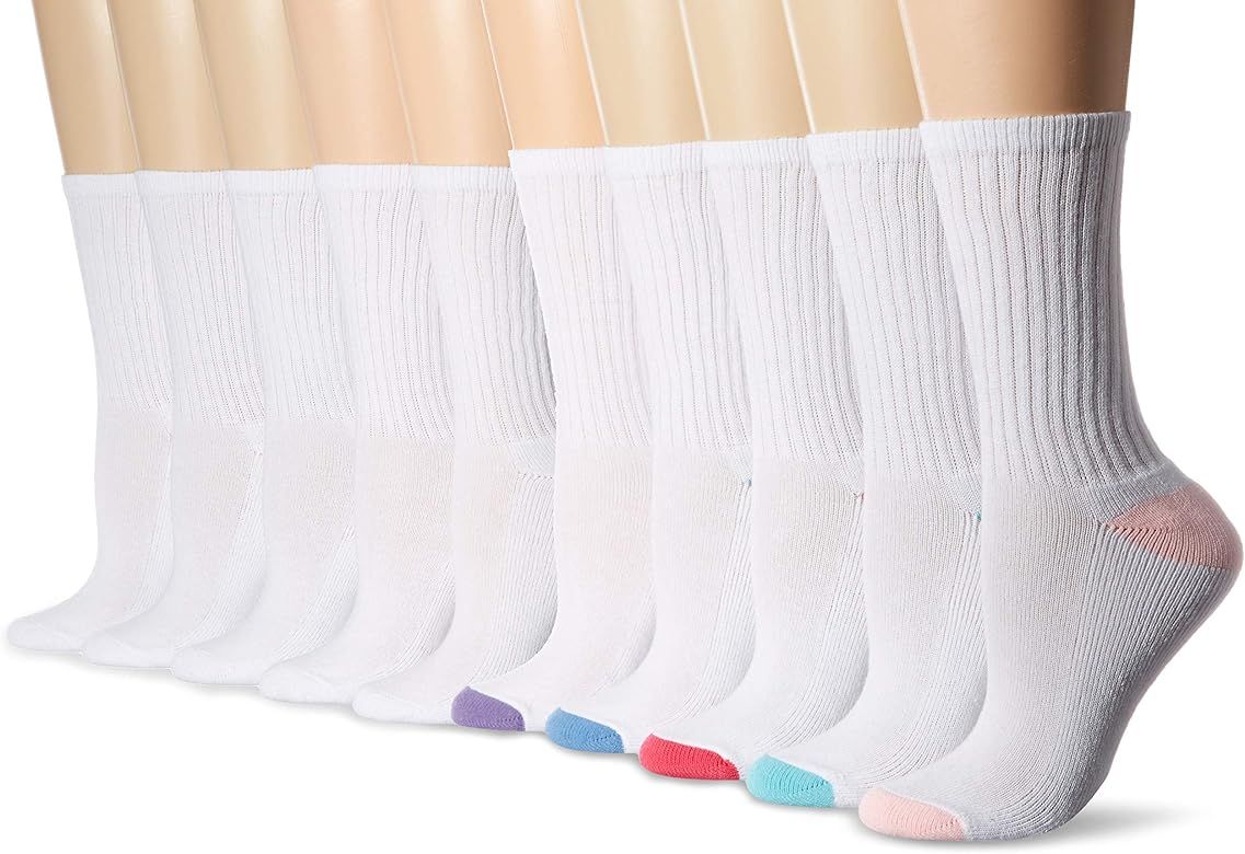Women's 10-Pack Cotton Lightly Cushioned Crew Socks | Amazon (US)
