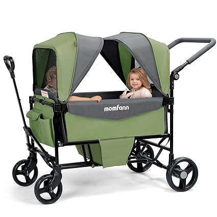 Stroller Wagon for 2 Kids with Canopy, Foldable All-Terrain Wagon Stroller with Adjustable Push/P... | Amazon (US)