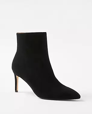 Straight Stiletto Heel Suede Booties | Ann Taylor (US)