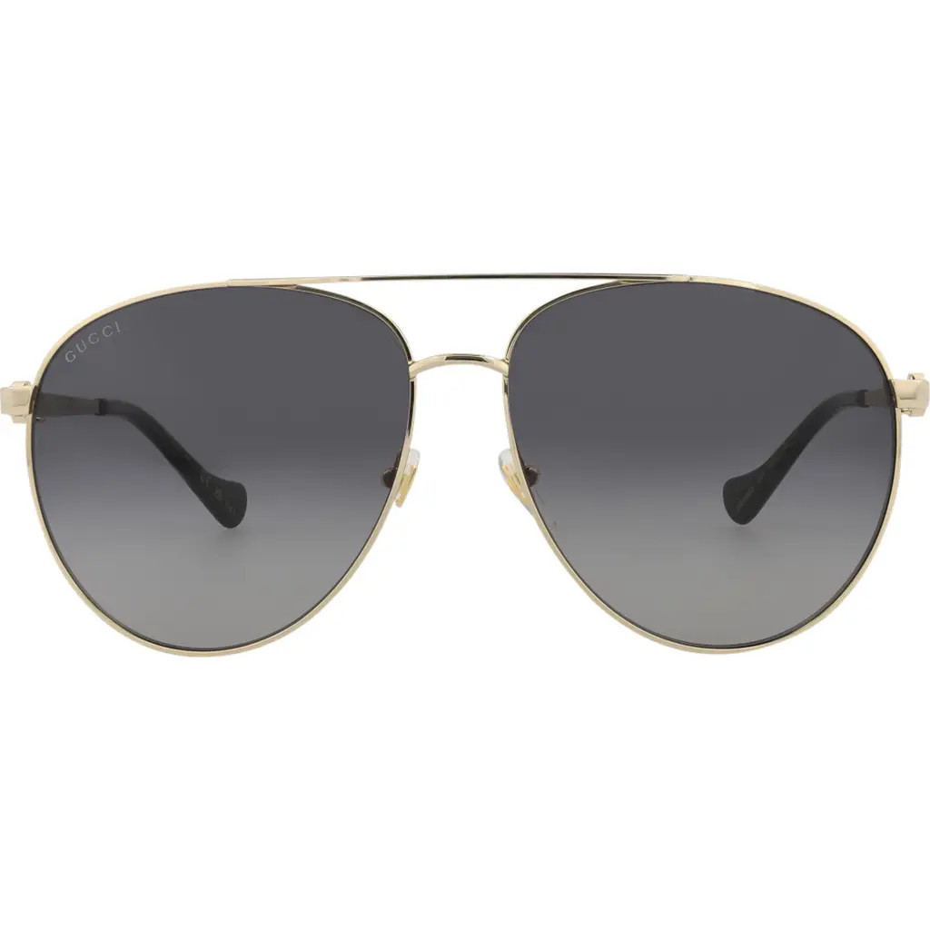 Gucci Novelty 61mm Aviator Sunglasses in Gold Gold Grey at Nordstrom Rack | Nordstrom Rack