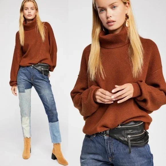 Free People Softly Structured Rib Knit Cowl Neck Oversized Sweater‎ Size XS | Poshmark