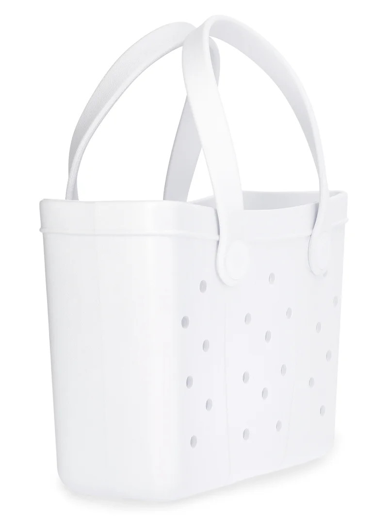 Time and Tru Women's Lightweight Mini Beach Tote Bag, White | Walmart (US)