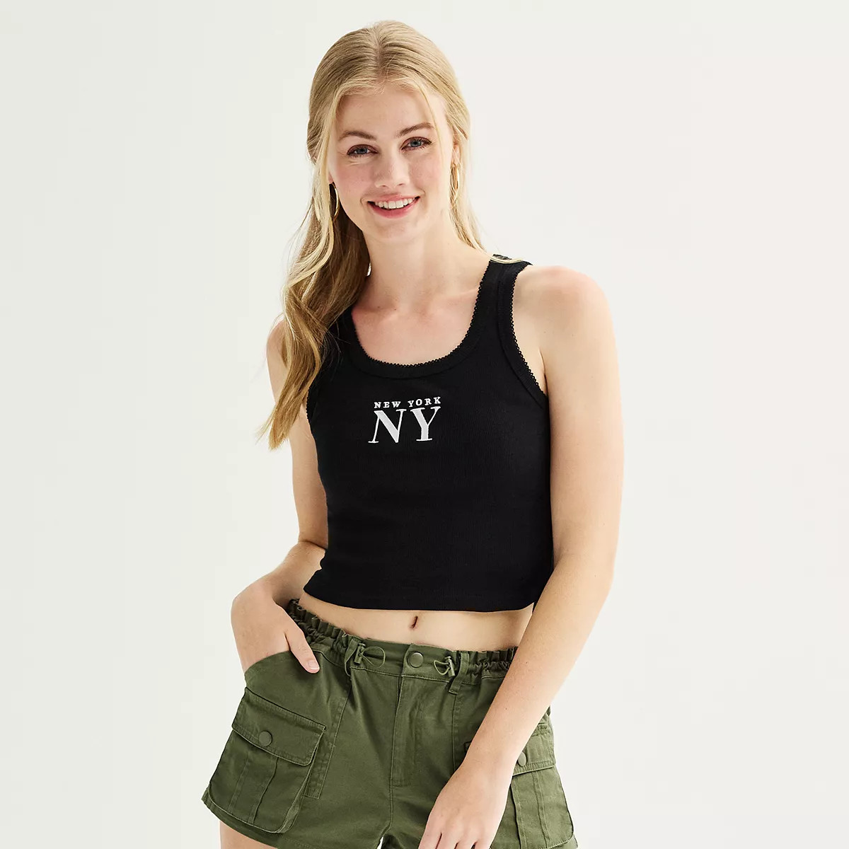 Juniors' Harper & Ivy Lace Trimmed Double Cherry Graphic Tank Top | Kohl's