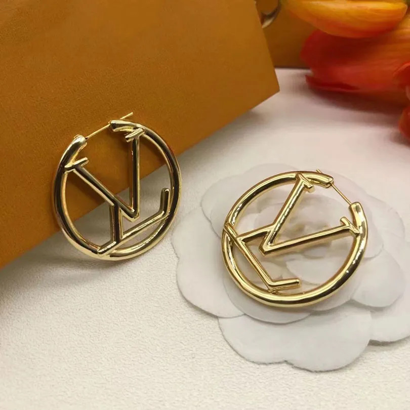 L L Earrings hoops hoop earrings Designer earrings Stud earrings gold earing Big Circle Classic a... | DHGate