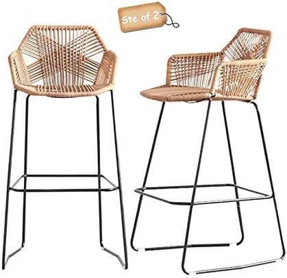 Bar Stools Set of 2 Counter Height Bar Sools Simple Style Restaurant Cafe Back High Back Stools I... | Amazon (US)