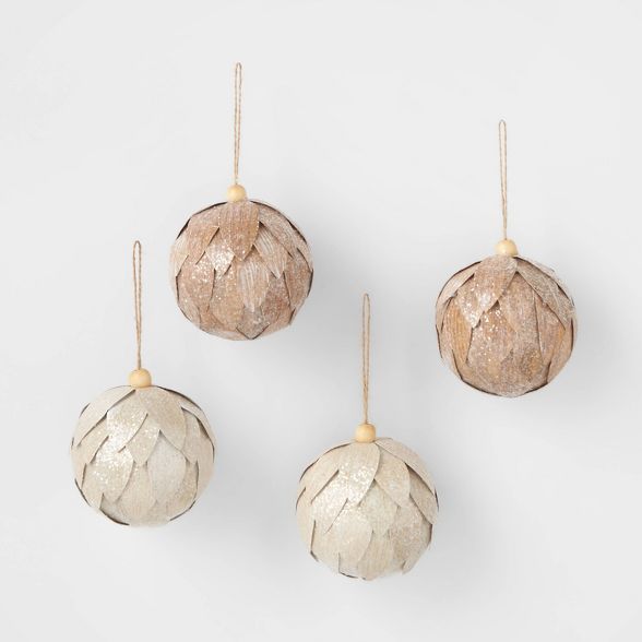 4pk Faux Leaf Ball Ornament Set - Wondershop™ | Target