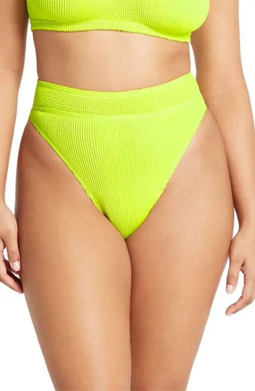 BOUND by Bond-Eye The Savannah High Waist Bikini Bottoms in Sunny Lime at Nordstrom | Nordstrom