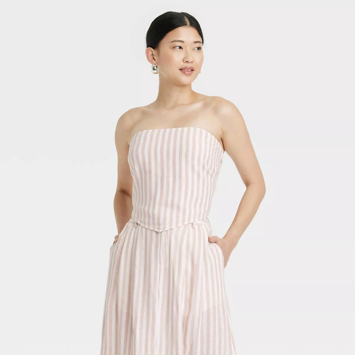 Women's Tie Back Tank Top - A New Day™ Pink/Cream Striped XS | Target