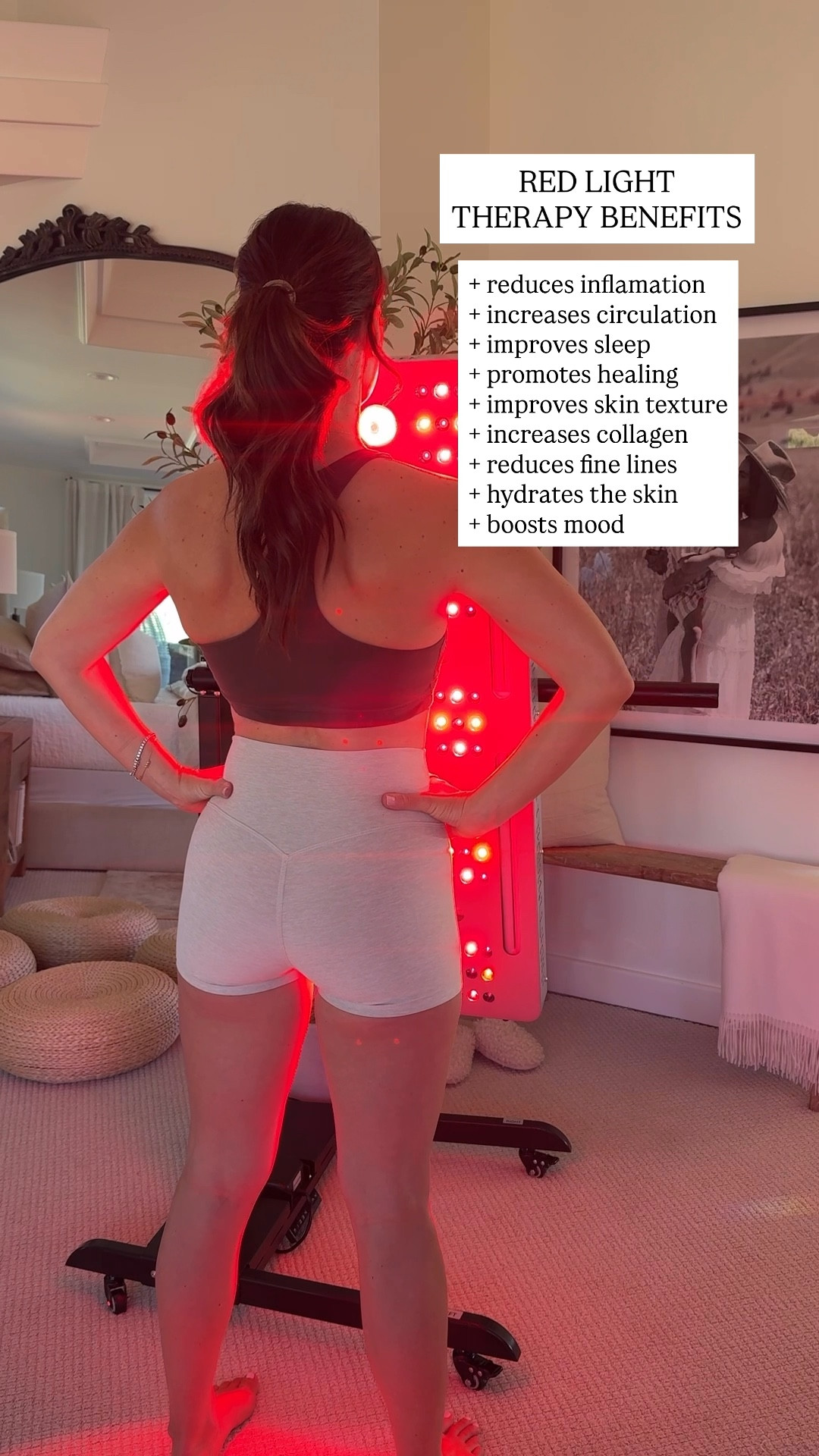 🚨Red Light Therapy Benefits🚨

+ reduces inflamation
+ increases circulation
+ improves sleep
+ promotes healing
+ improves skin texture
+ increases collagen 
+ reduces fine lines 
+ hydrates the skin
+ boosts mood

YES please!🚨 I typically do my light panel for 15-30 min in the morning once the kiddos are off to school! Many times I pair it with my vibration plate👯‍♀️ We invested in our EMR-TEK full body panel last year and LOVE it!! 

I have a 35% off code from EMR-TEK for their entire site! Comment LIGHT to get the details sent to your DMs🚨

#LTKmorningroutine #LTKselfcare #LTKBeauty