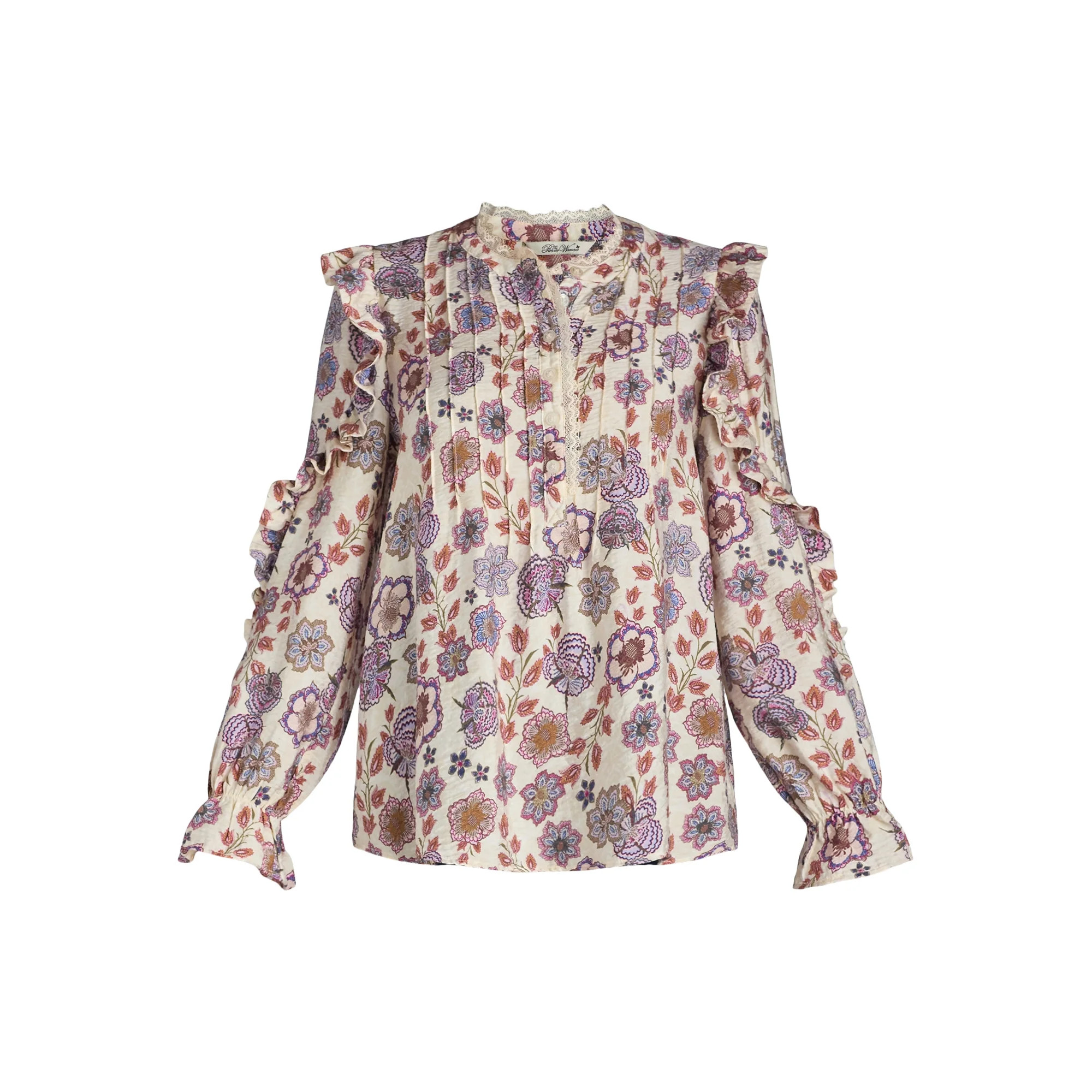 The Pioneer Woman Pleated Ruffle Blouse, Women’s, Sizes S-3X | Walmart (US)