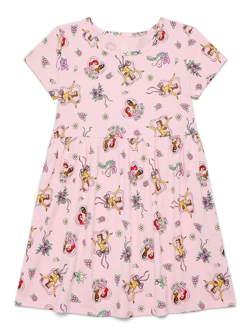 Disney Princess Girls' Allover Print Dress with Short Sleeves, Sizes 4-12 | Walmart (US)