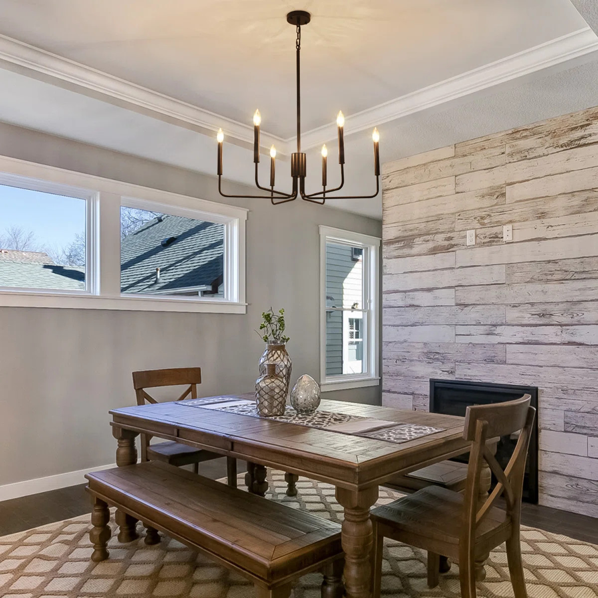 Roxsanne 6 Light Dimmable Classic / Traditional Chandelier Rustic Linear Candle-Style Kitchen Isl... | Wayfair North America