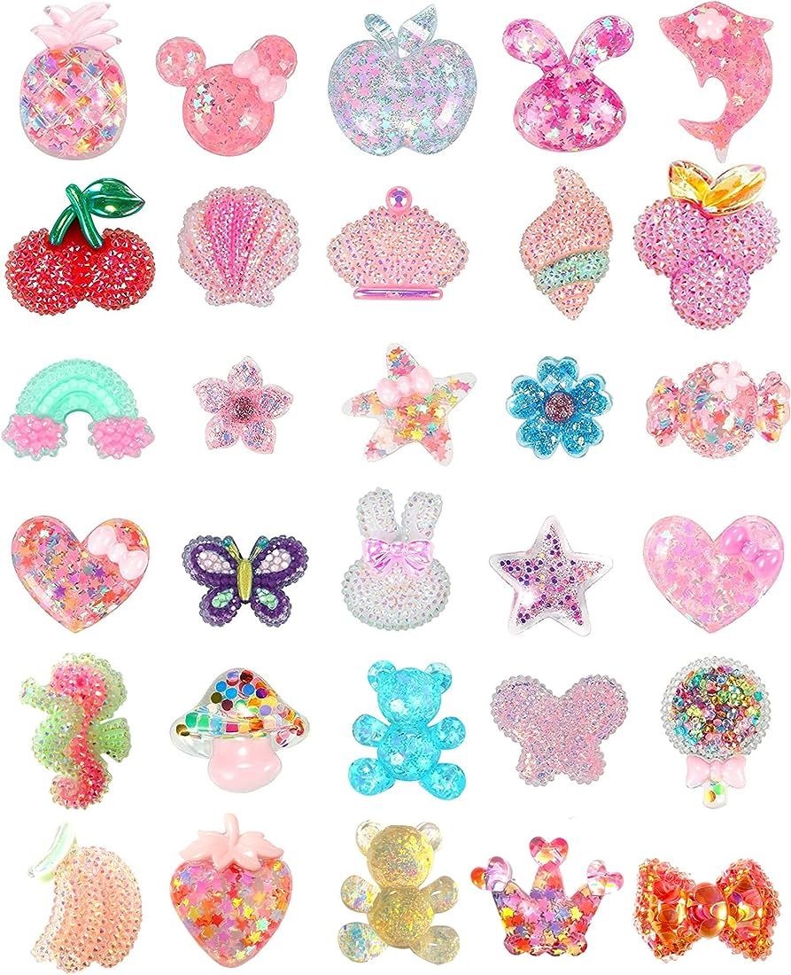 HYTYQDAFA 30 35 40 50 PCS Cute Pink Shoe Charms for Clog Sandals Decorations for Girls, Shoe Char... | Amazon (US)