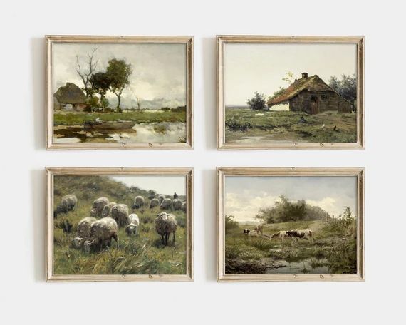 Farm Painting Art Set of 4 PRINTABLE Farm Landscape Painting | Etsy | Etsy (US)