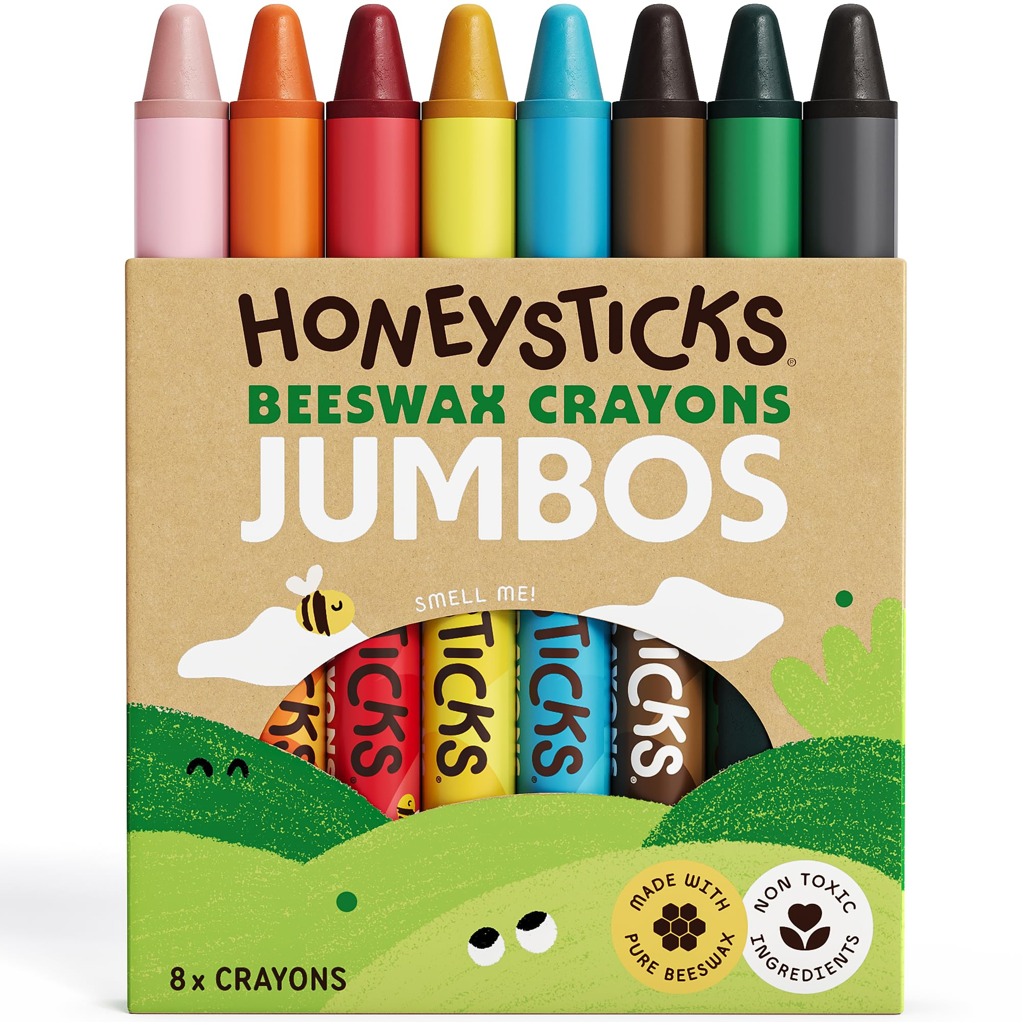 Honeysticks Jumbo Crayons (8 Pack) - Non Toxic Crayons - 100% Pure Beeswax and Food Grade Colors ... | Amazon (US)