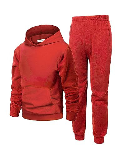Arshiner 2 Piece Outfit Boys Pullover Hoodies Sweatshirt Suit For Kids Tracksuit Set Red | Amazon (US)