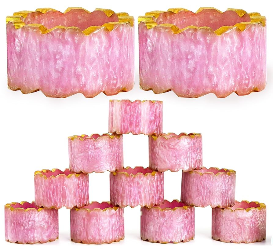 Napkin Rings Set of 12 - Handmade Epoxy Resin Napkin Holders | Elegant Table Decor for Dining, We... | Amazon (US)