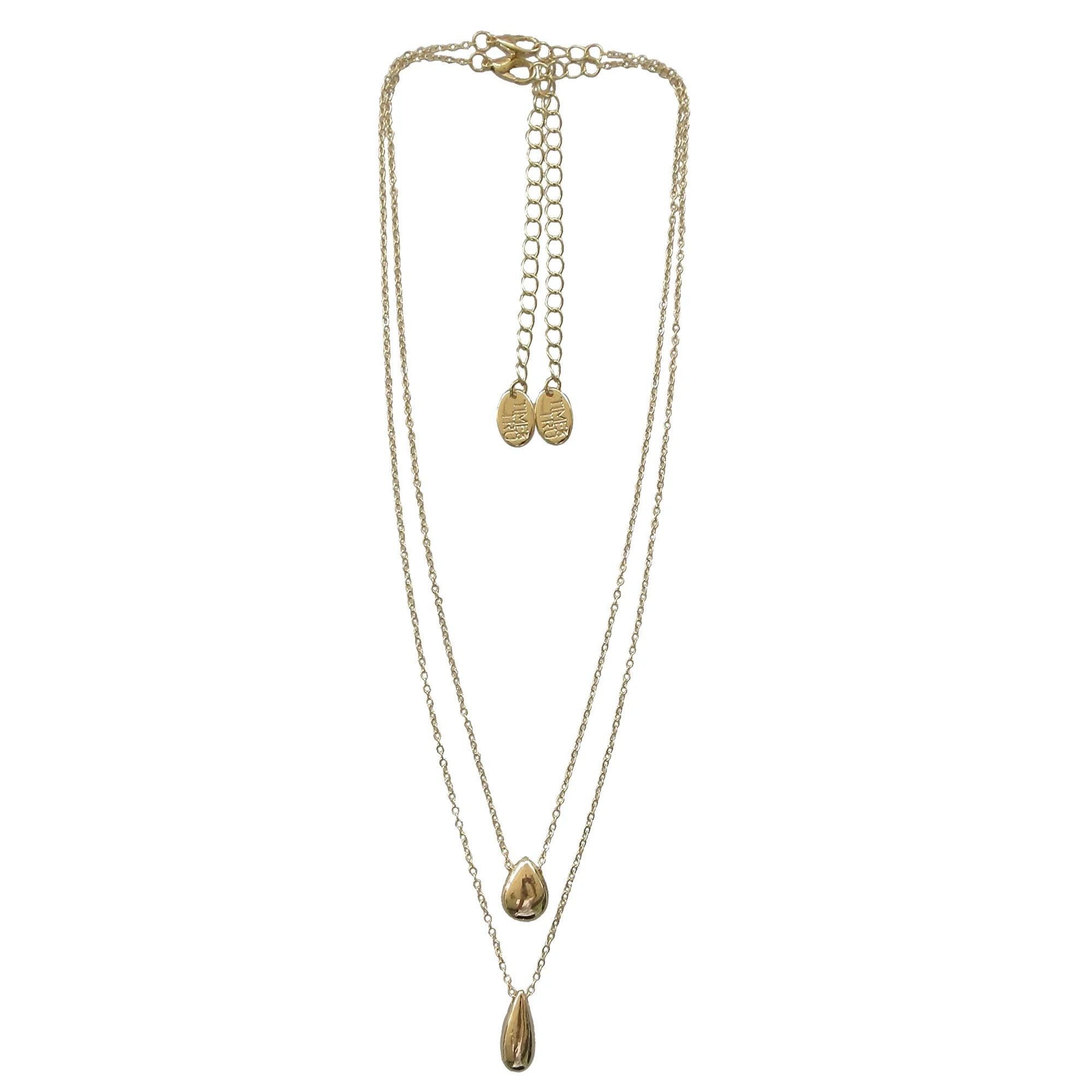 Time and Tru Women's Teardrop Metal 2 Layered Necklace Set Zinc Alloy/Iron/CZ | Walmart (US)