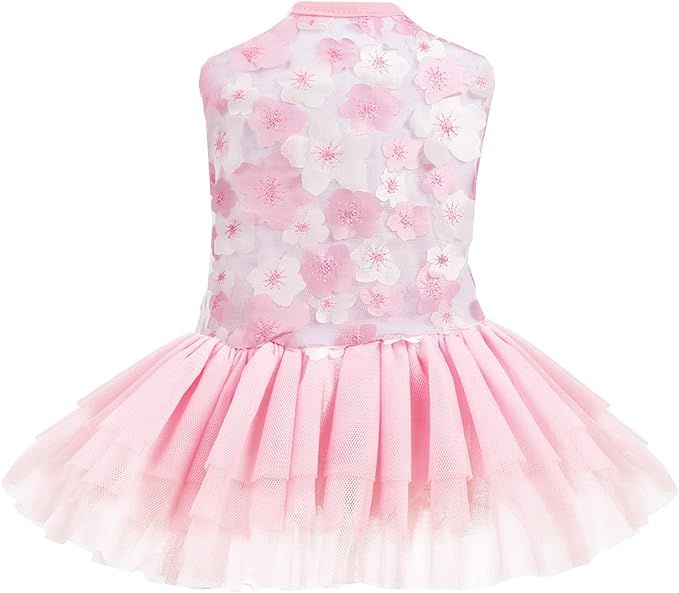 YAODHAOD Dog Princess Dress, Dog Tutu Skirt Wedding Dress Summer Peach Blossom Petal Embroidery T... | Amazon (US)
