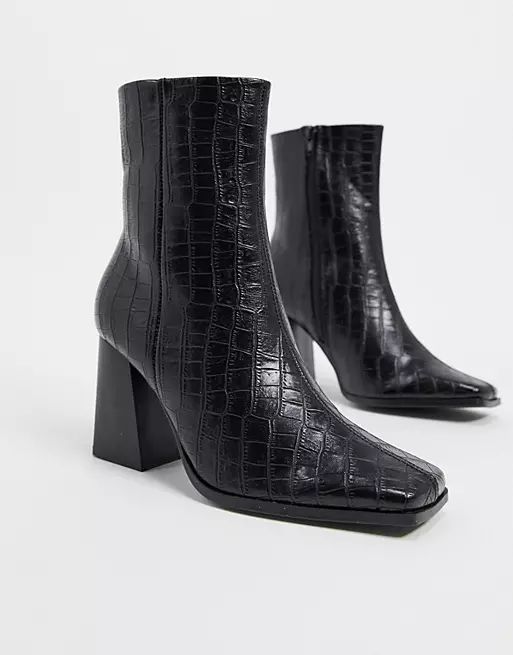 Truffle Collection heeled boots in black | ASOS (Global)